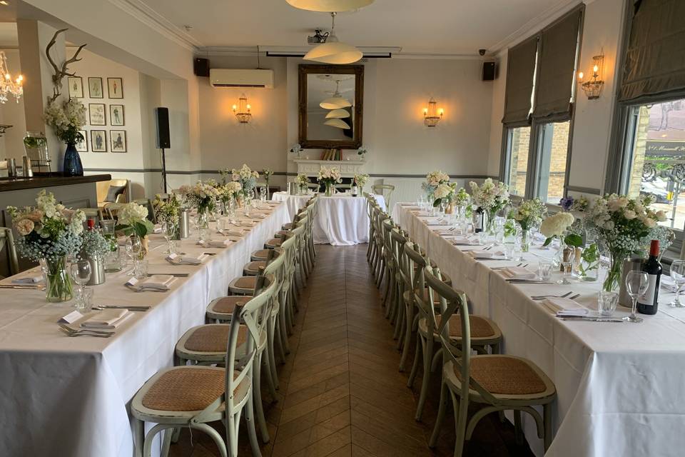 Dining room long table set up