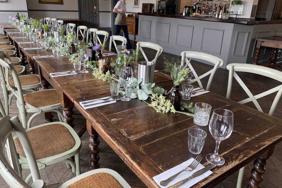 Rustic bar reception setting