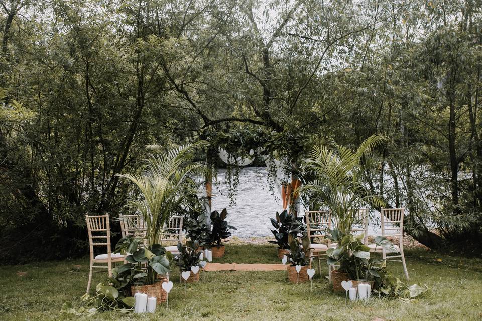 Wedding ceremony next to river