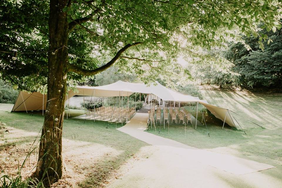 Stretch canopy on property