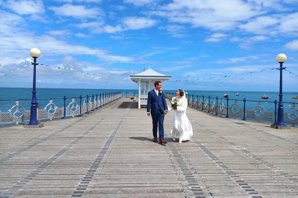 Walking on Swanage Pier