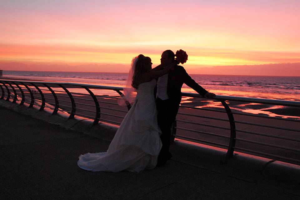 Sunset on Blackpool's promenade