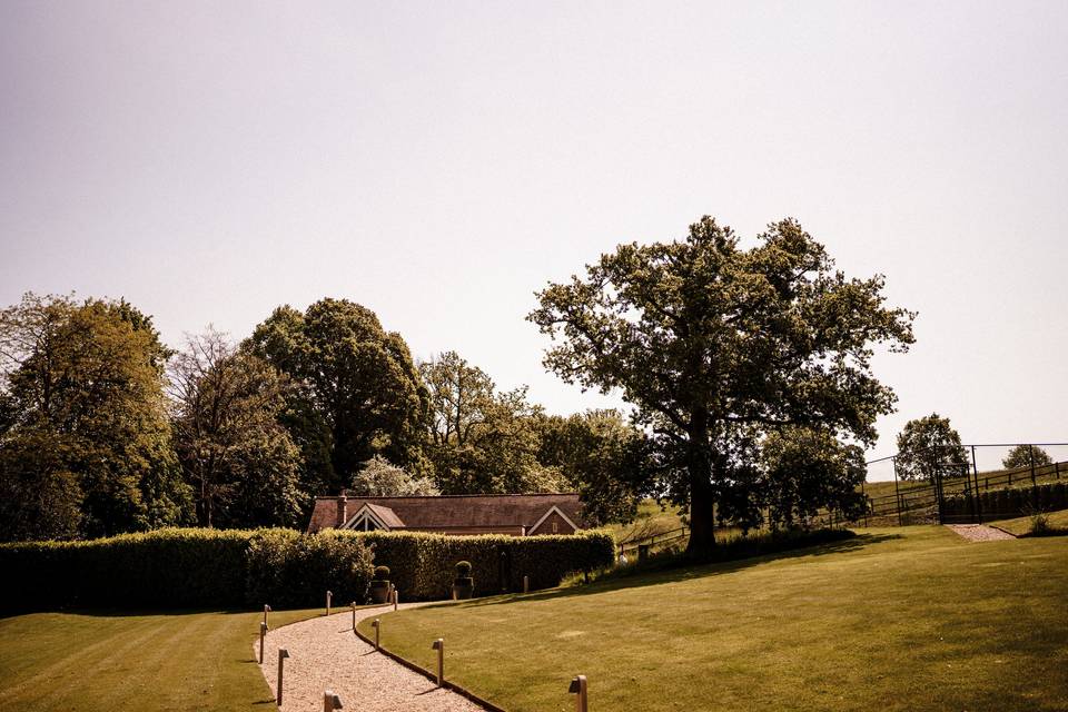 View down to the spa