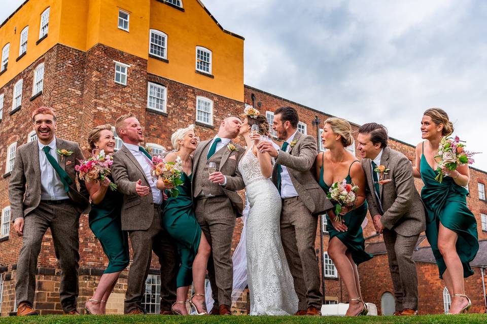 Bridal Party enjoying moment w