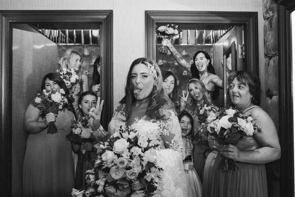 Bride and bridesmaids