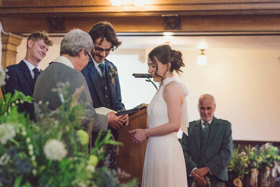 Wedding ceremony happy couple