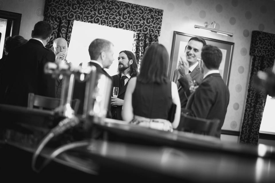 Wedding guests at reception