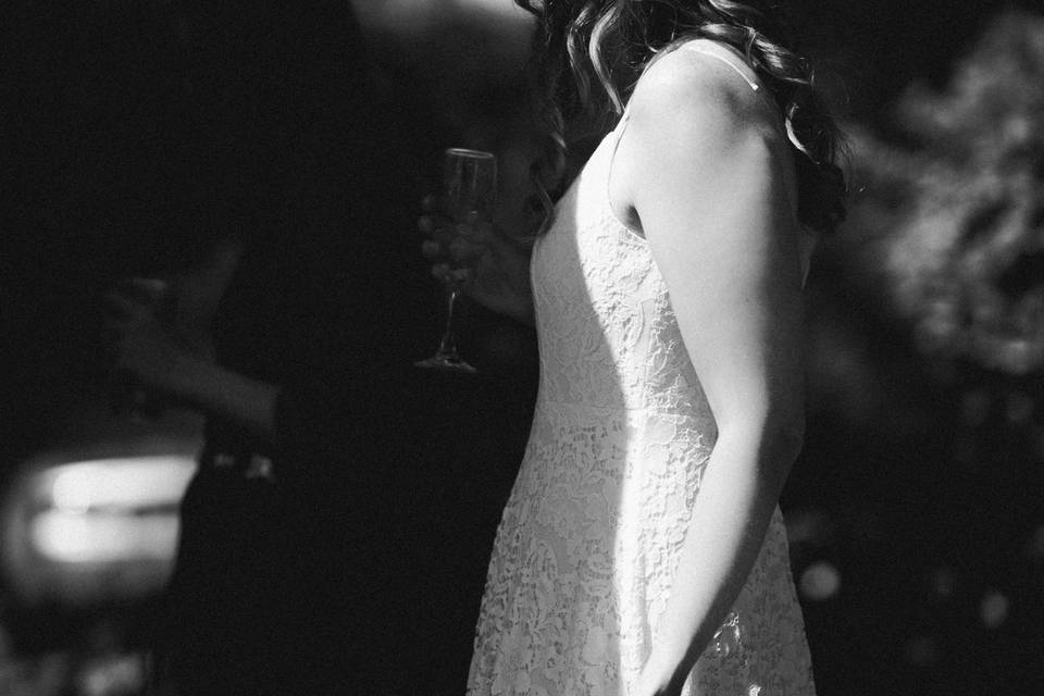 Bride black and white portrait