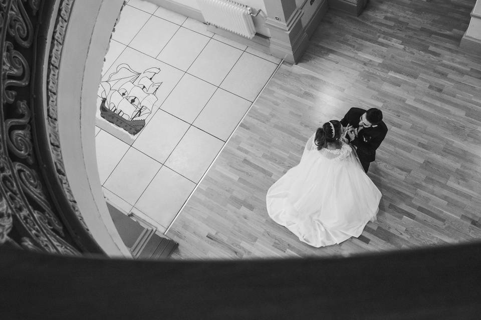 Overhead shot of couple