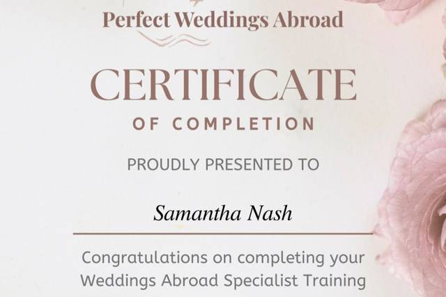 Perfect wedding planner certif
