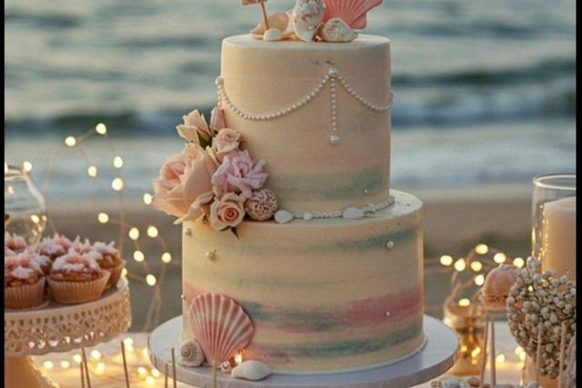 Beach wedding cake