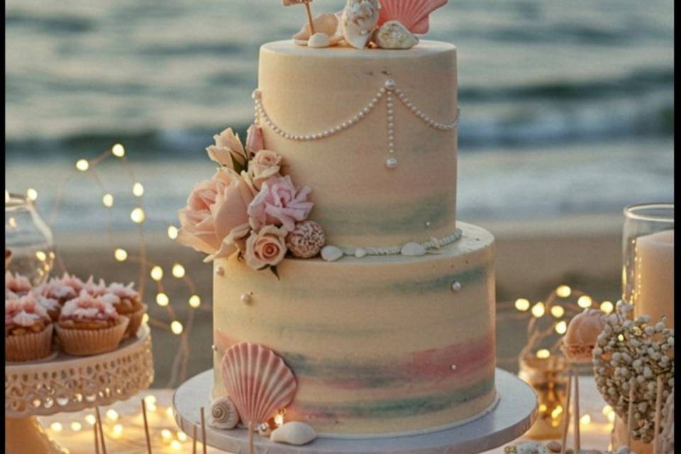 Beach wedding cake