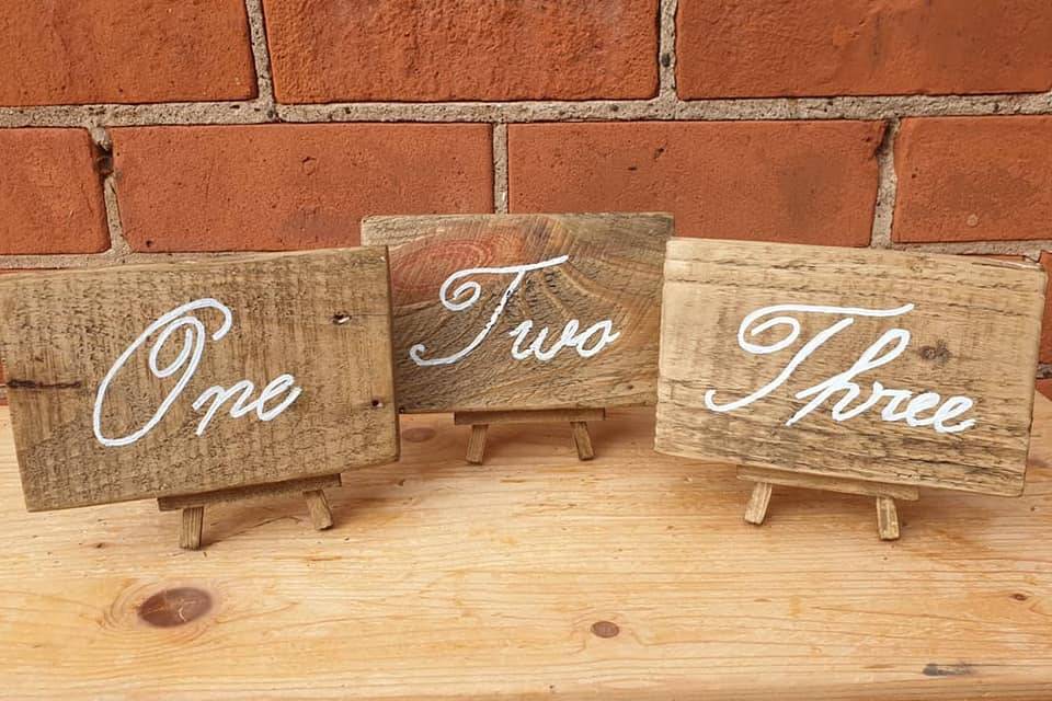 Wooden table numbers