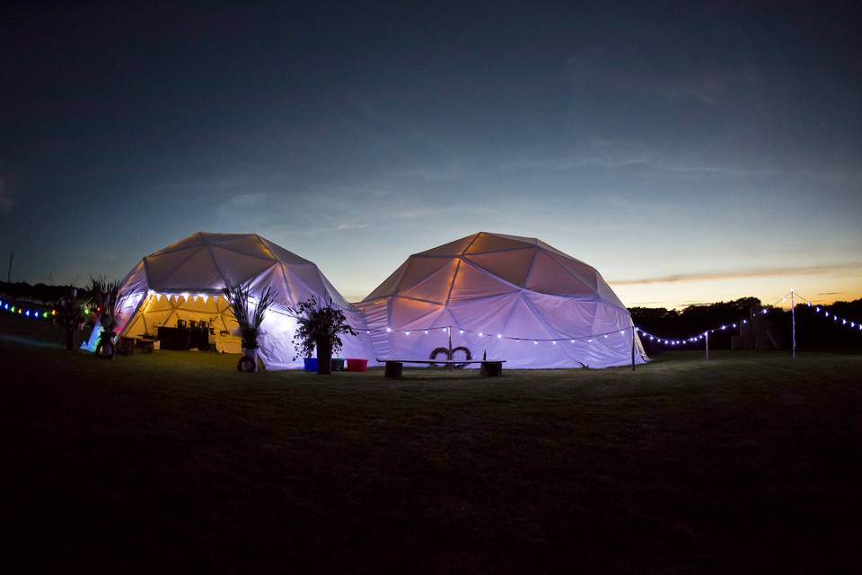 Geodomes at dusk