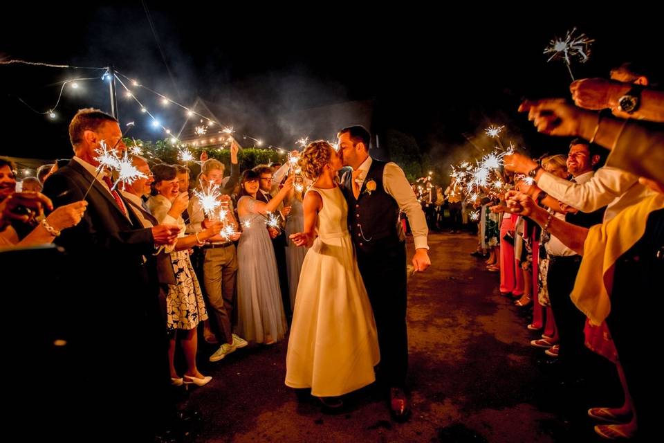 Sparkler exit at Monkton Barn