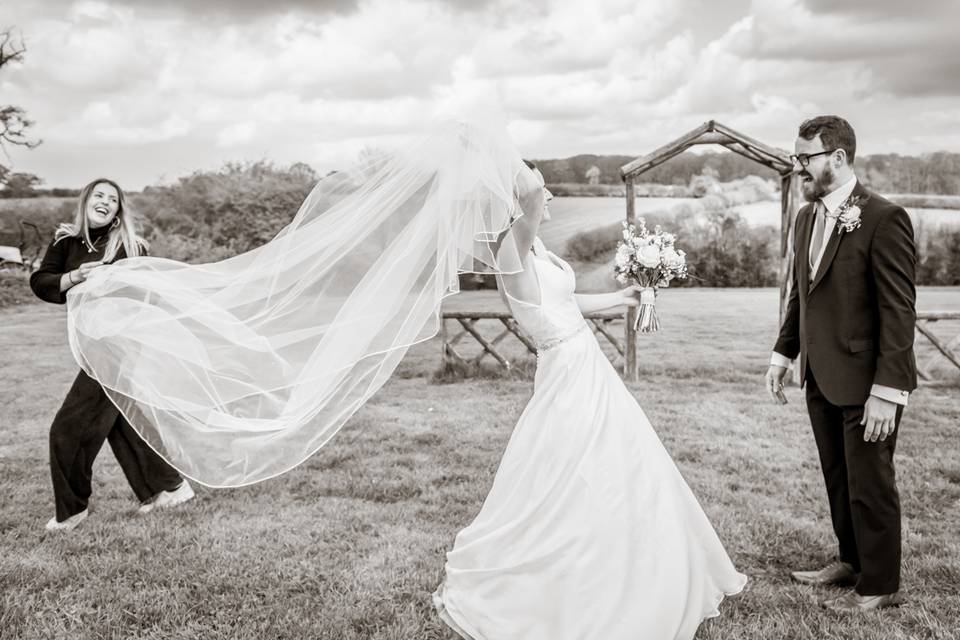 Flowing veil at Monkton Barn