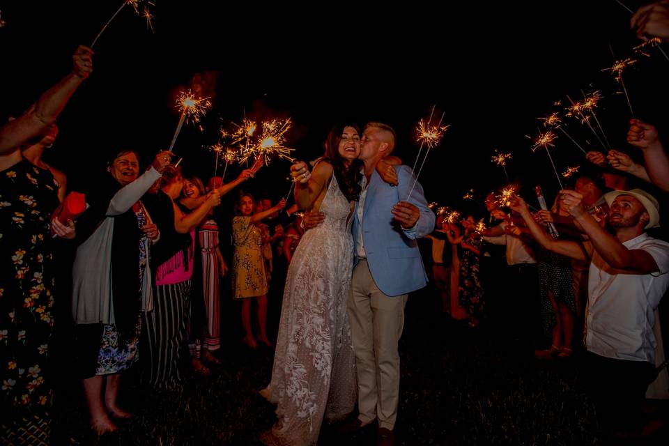 Sparkler exit Monkton Barn