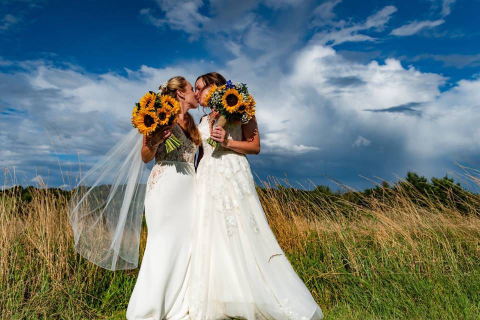 Brides and sunflowers