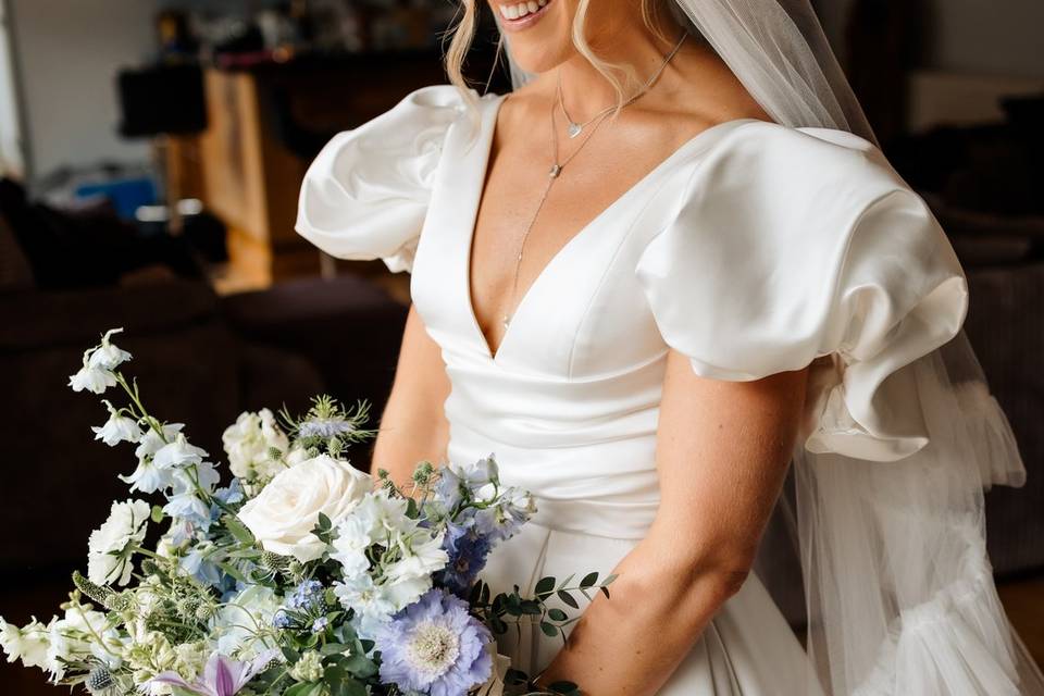 Blue summer bridal bouquet