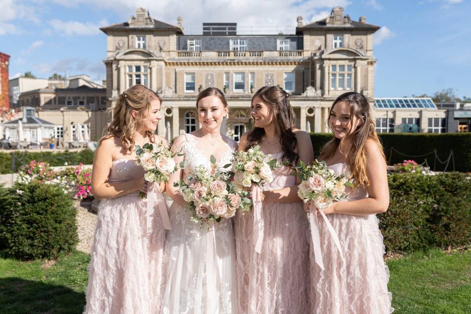 Pink bouquets Down Hall