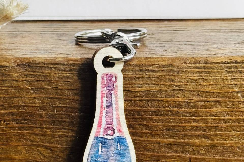 Champagne bottle as keyring