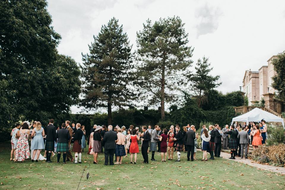 Drinks reception on the Orangery Lawn