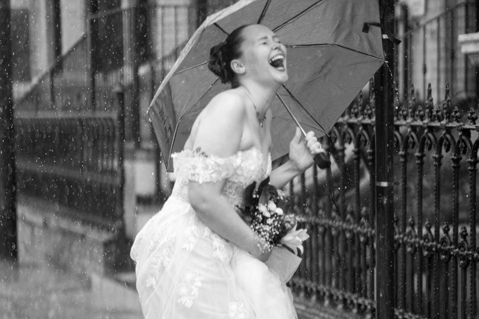 Bride in the rain