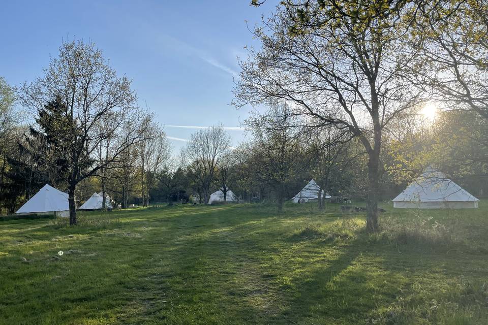 Some of the nine bell tents