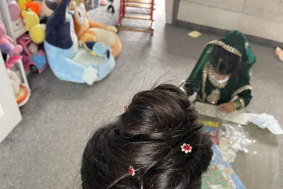 Children’s long hair updo