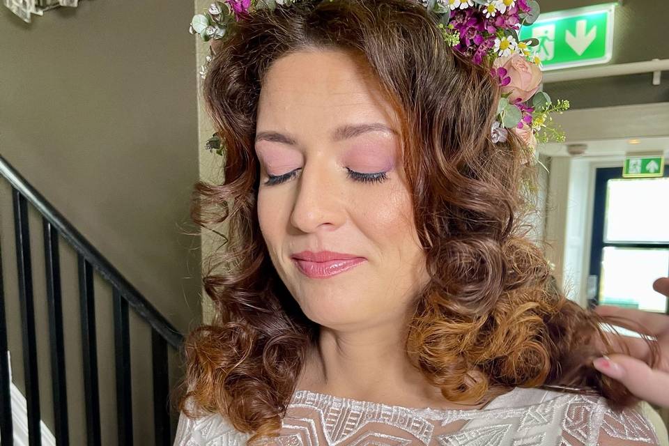 Boho bridal hair and makeup