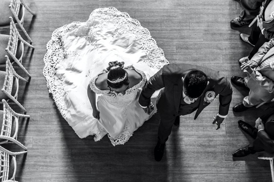 Birdseye Wedding Couple