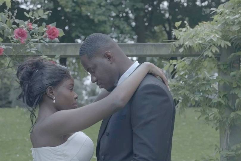 Intimate garden couple portrait