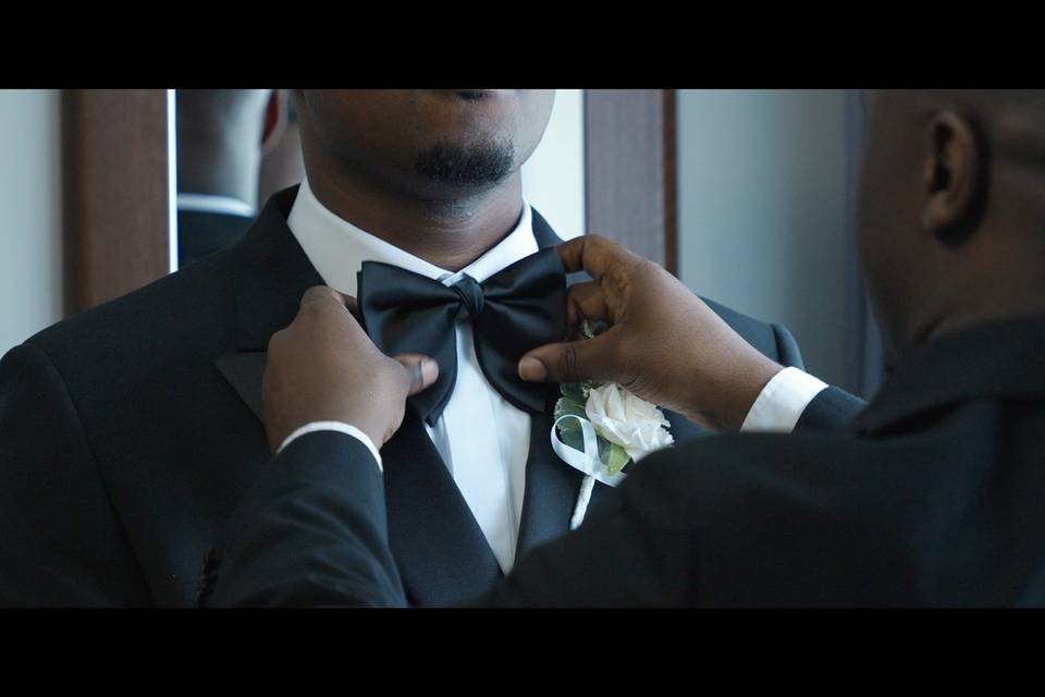 Groom getting ready