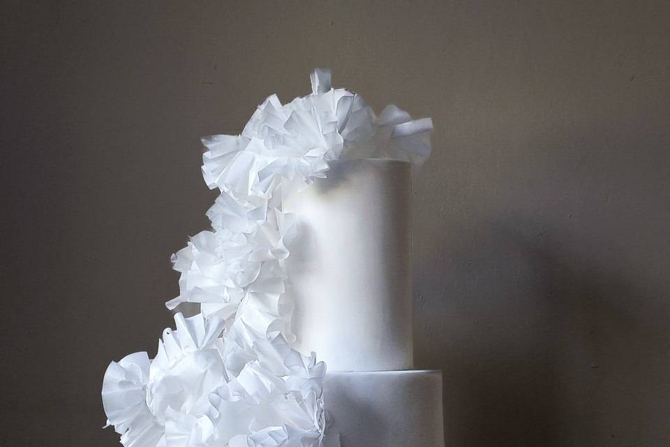 White ruffle cake