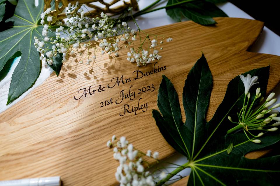 Personalised wooden guest book