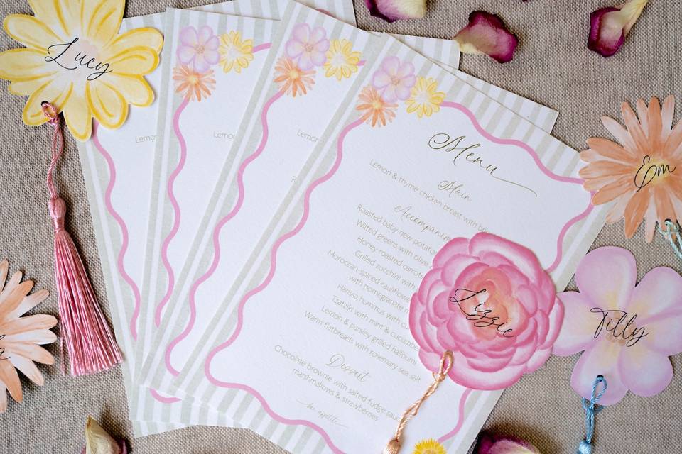 Menu and Name Tags