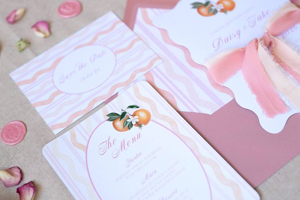 Orange themed Wedding Invite