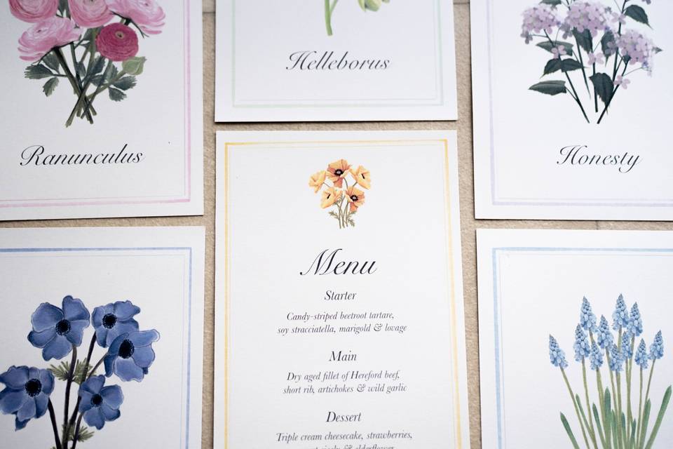 Matching Menu and Table Cards