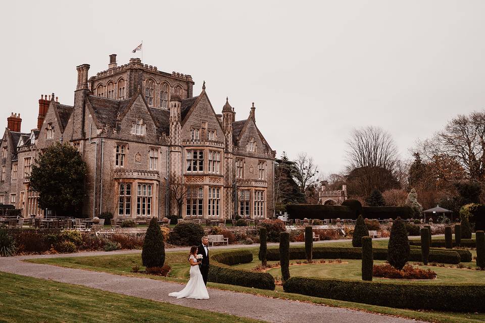 Bride and groom scenery