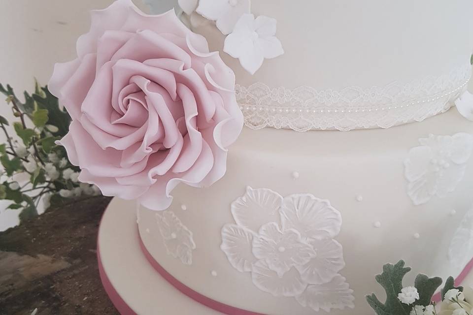 Cake with pink accents