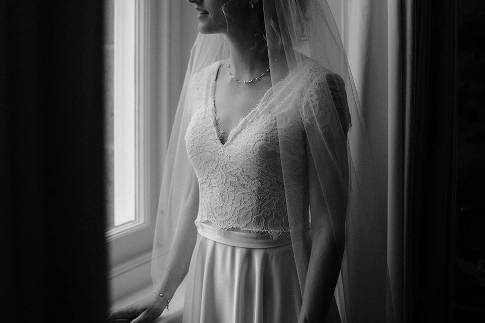 Bridal portrait at window