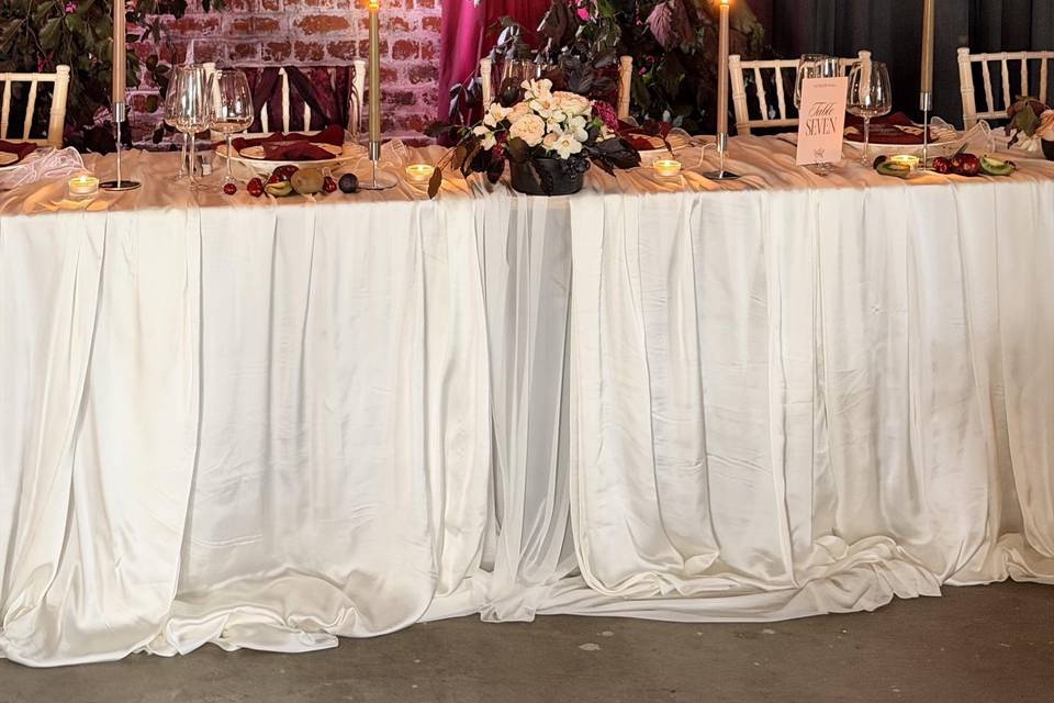 Dark and moody wedding table