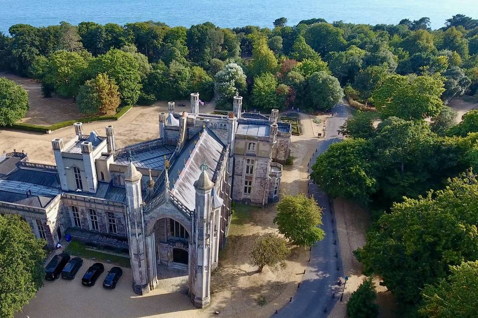 Drone shot of Highcliffe Castle