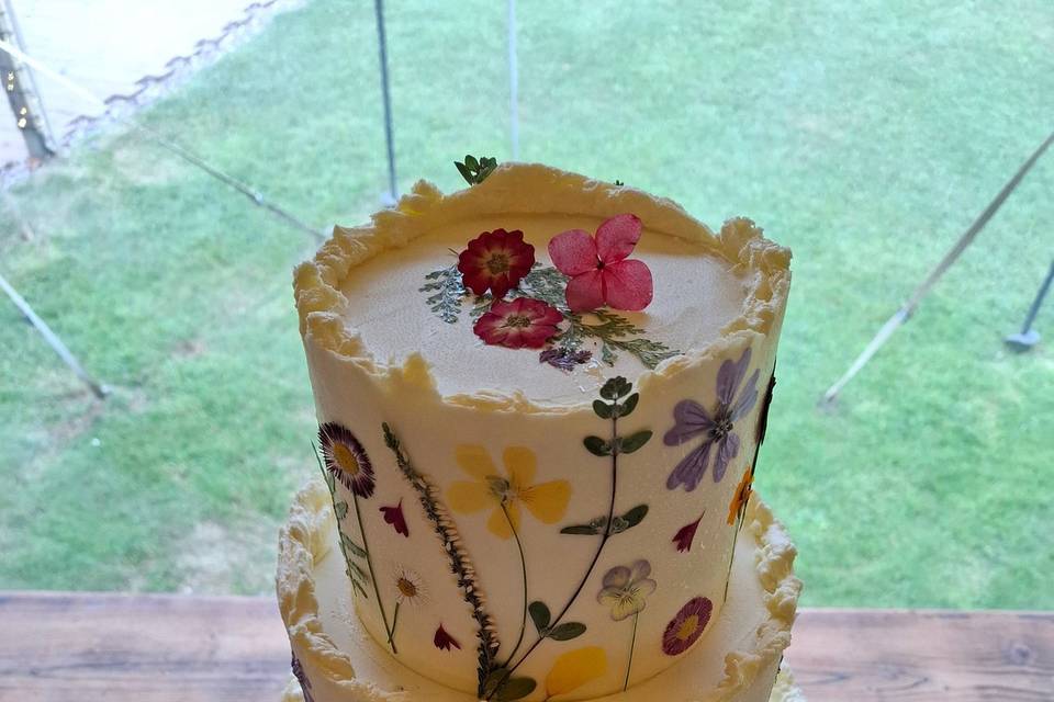 Edible Flowers Rustic Cake