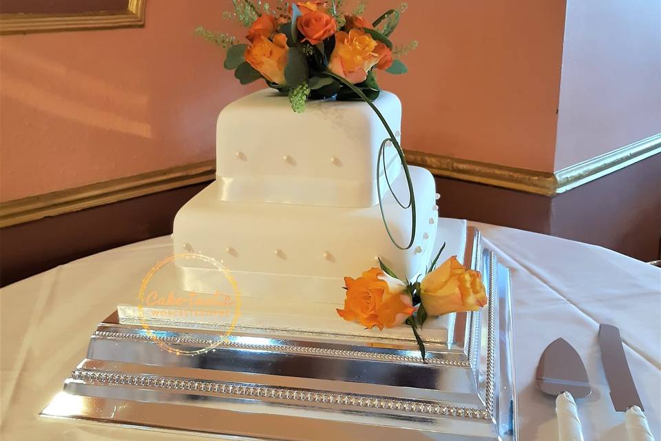 Two Tier Fondant and Pearls