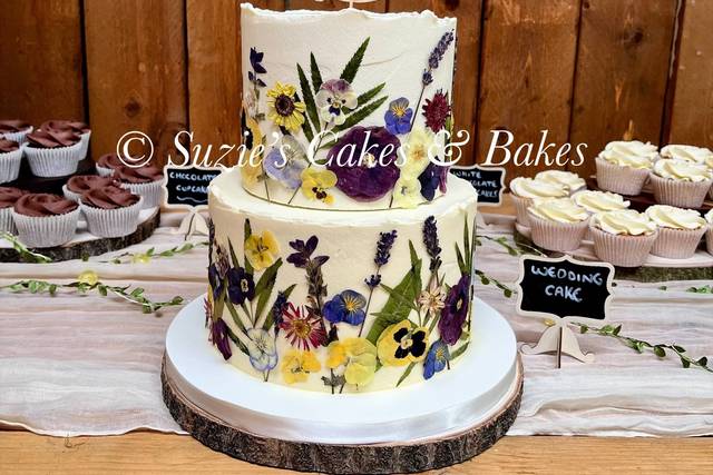 Two tier with edible flowers