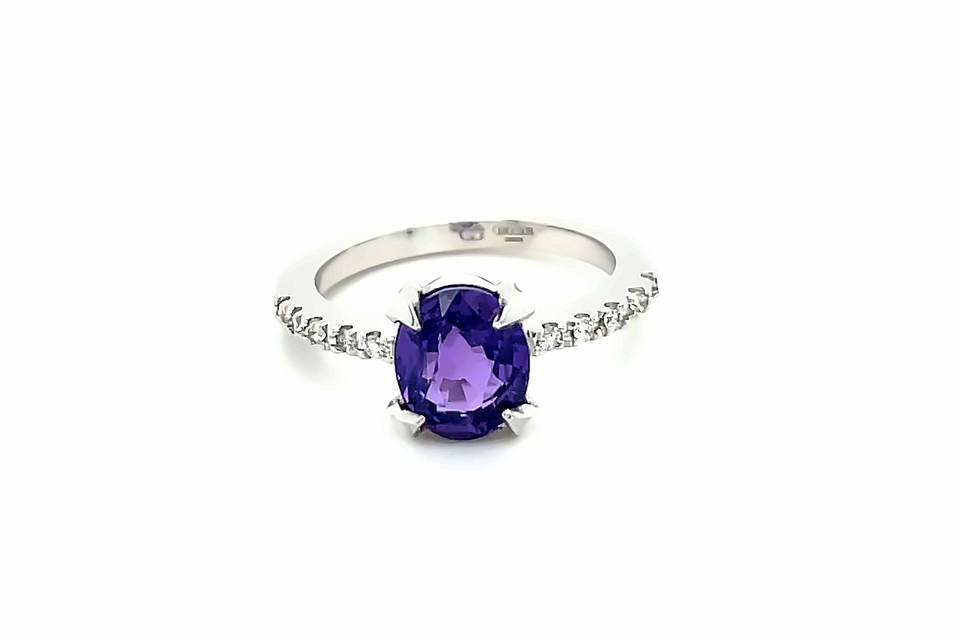 18K WG with purple sapphire