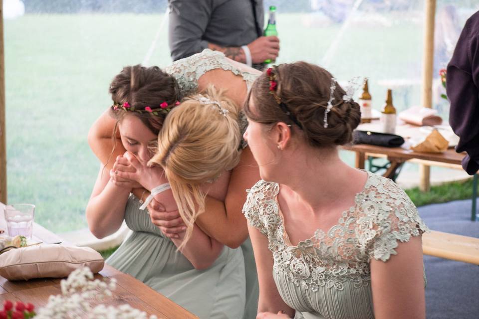 Candid bridesmaids