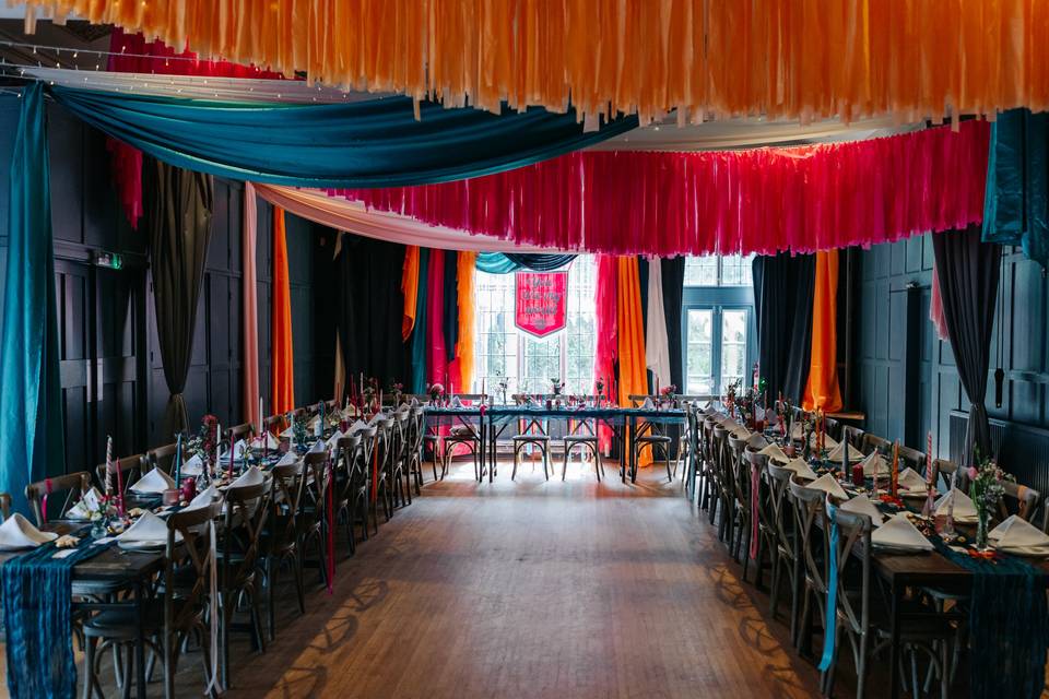 Colourful wedding breakfast