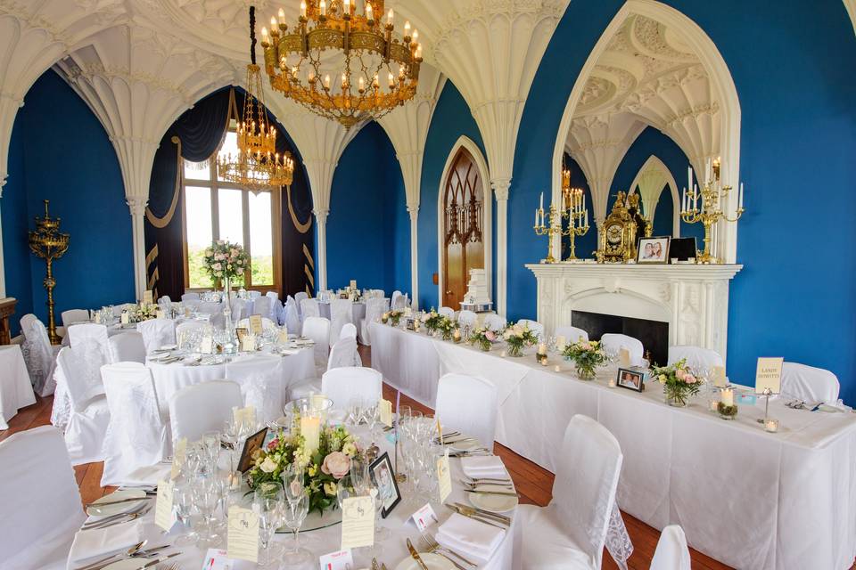 Ballroom set for a Wedding Breakfast